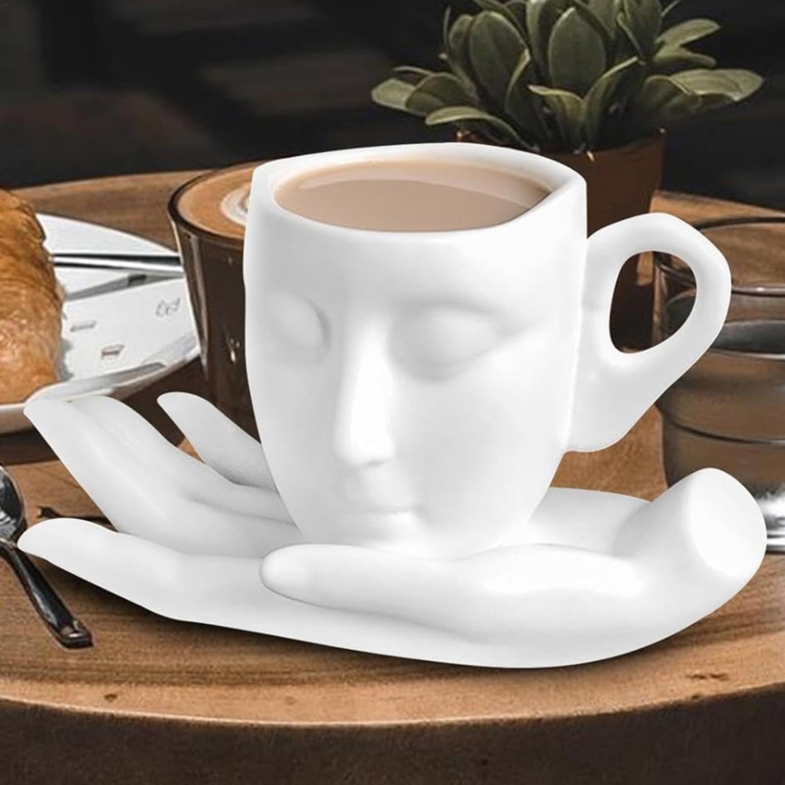 Amazon.co.jp: 顔ティーカップ、人間の顔カップ, 彫刻 260ml